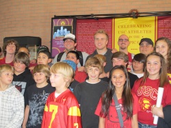 Cody Kessler and Matt Barkley with Freedom Middle School students