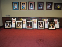 Jerseys and pictures of the five seniors