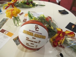 Commemorative ball and flowers